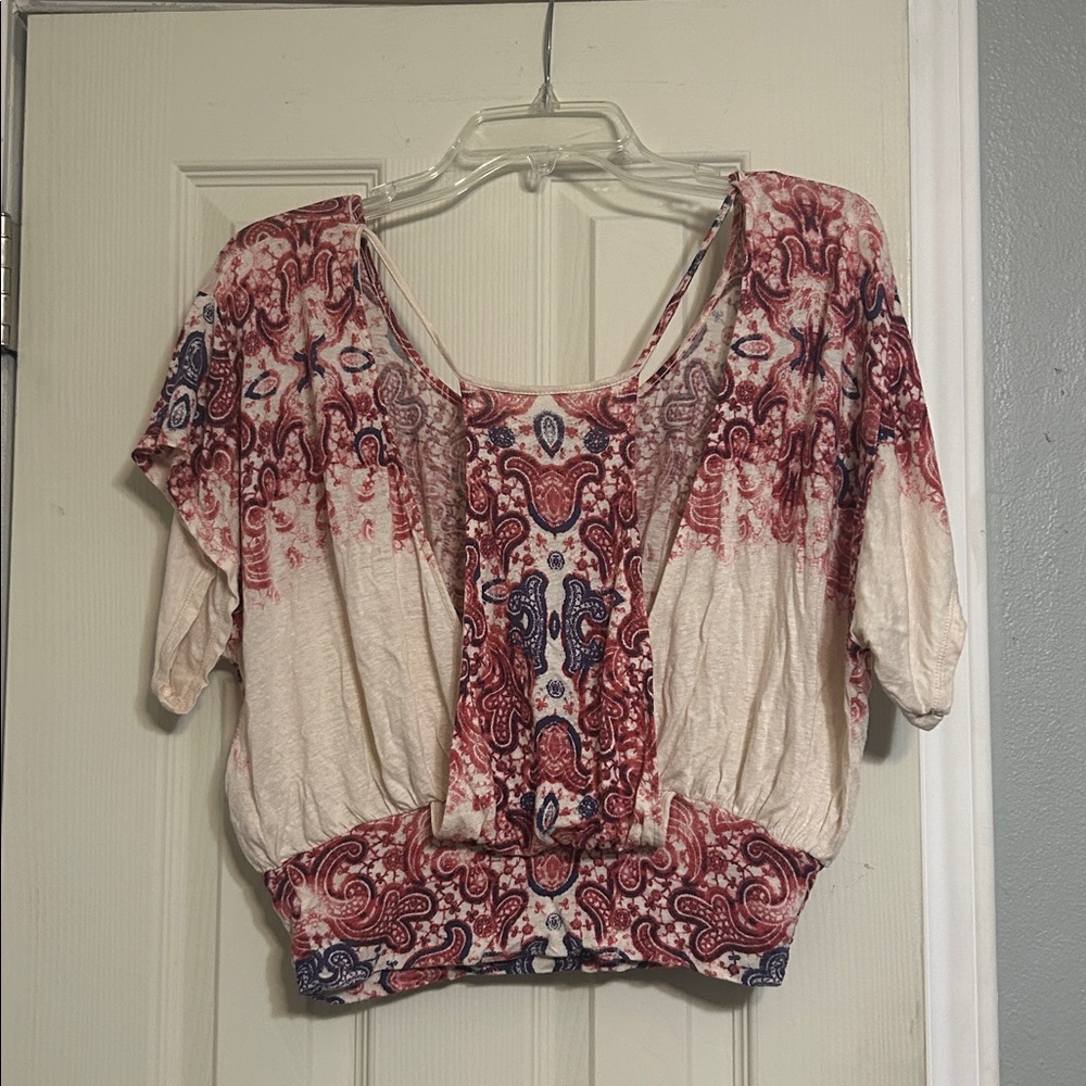 5for$20โ๏ธ๐ Free People pink white crop top T back - Picture 4 of 4